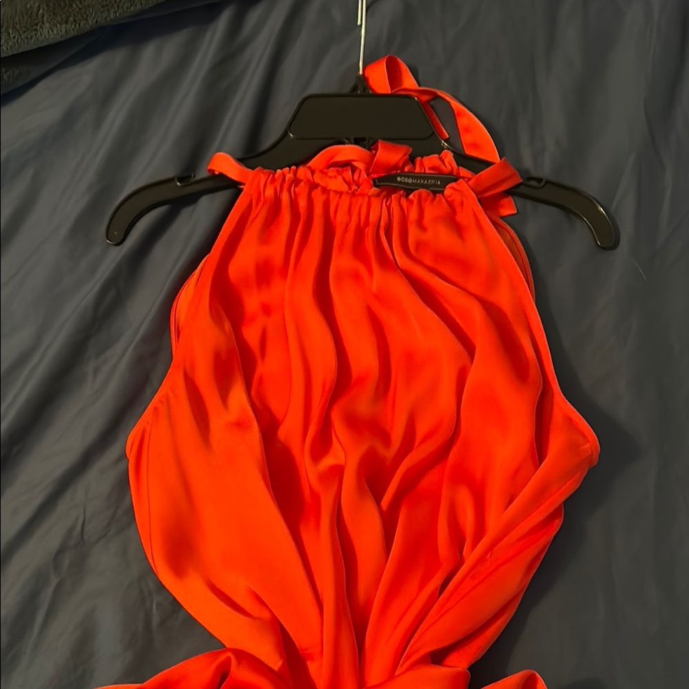 BCBGMaxAzria Bold Orange halter maxi